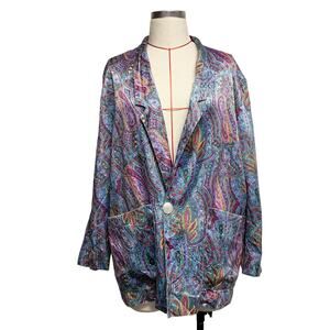 Vintage Jappa One Size Pastel Paisley Print Oversized Blazer